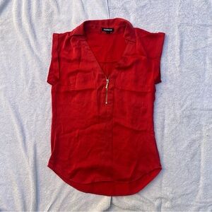 Express Women's Vibrant Red Blouse with Zipper